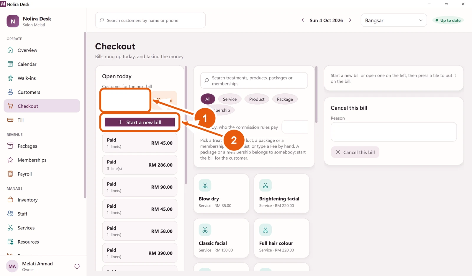 Terima bayaran: skrin Checkout