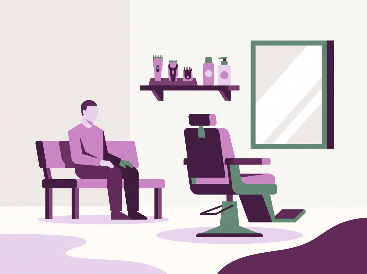 Flat illustration representing barbershop chains.