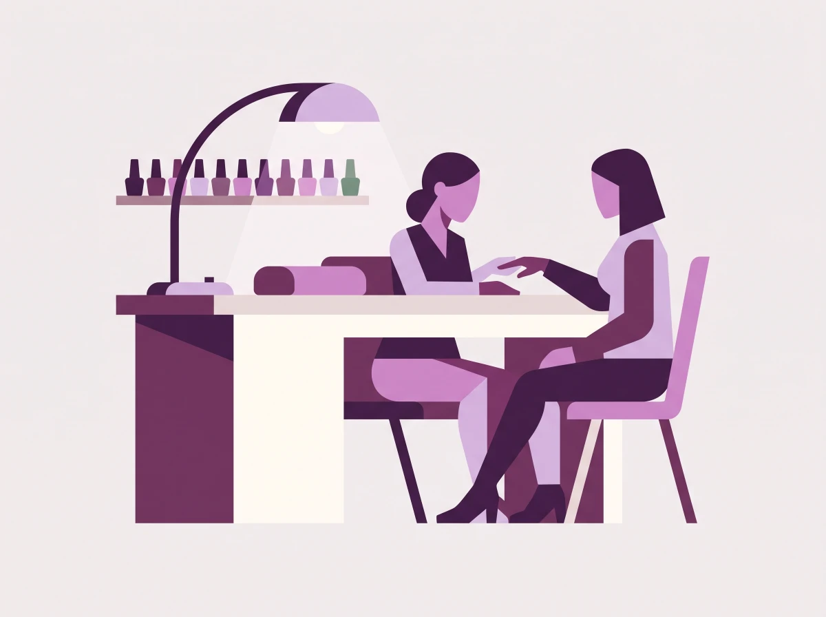 Flat illustration representing nail, lash and brow studios.