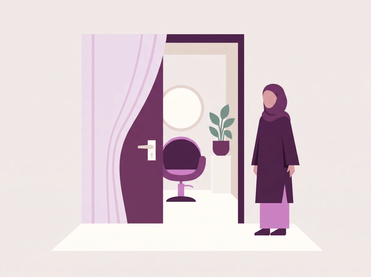 Flat illustration representing salon Muslimah.