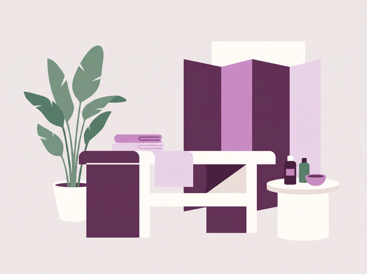 Flat illustration representing spas and massage centres.